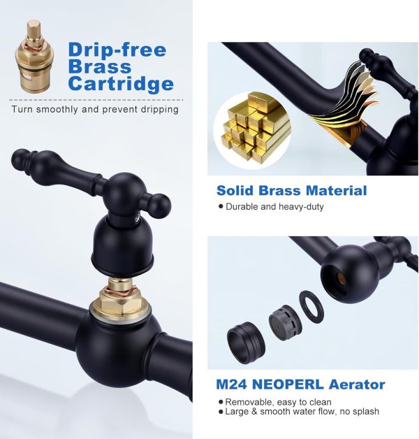 WOWOW Pot Filler Kitchen Faucet Brass Deck Mount 360 Swivel-3