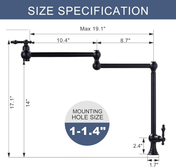 WOWOW Pot Filler Kitchen Faucet Brass Deck Mount 360 Swivel-4