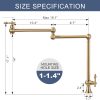 WOWOW Pot Filler Kitchen Faucet Brushed Gold Victorian Style-4