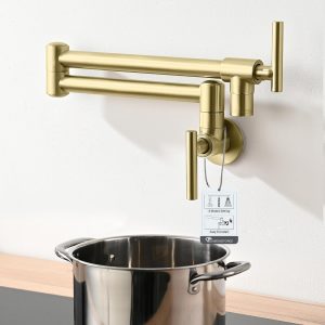 DIAMONDFORGE Pot Filler Faucet Brass 360 Swivel Brushed Gold-0