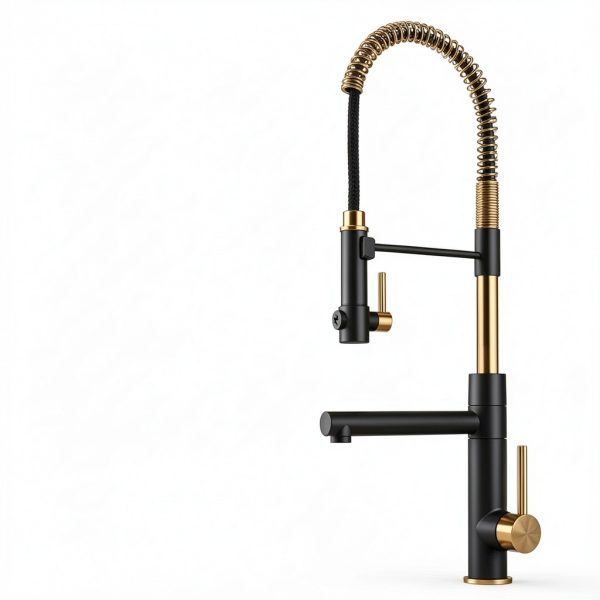 Kraus Kitchen Faucet Brushed Gold Matte Black Pot Filler-1
