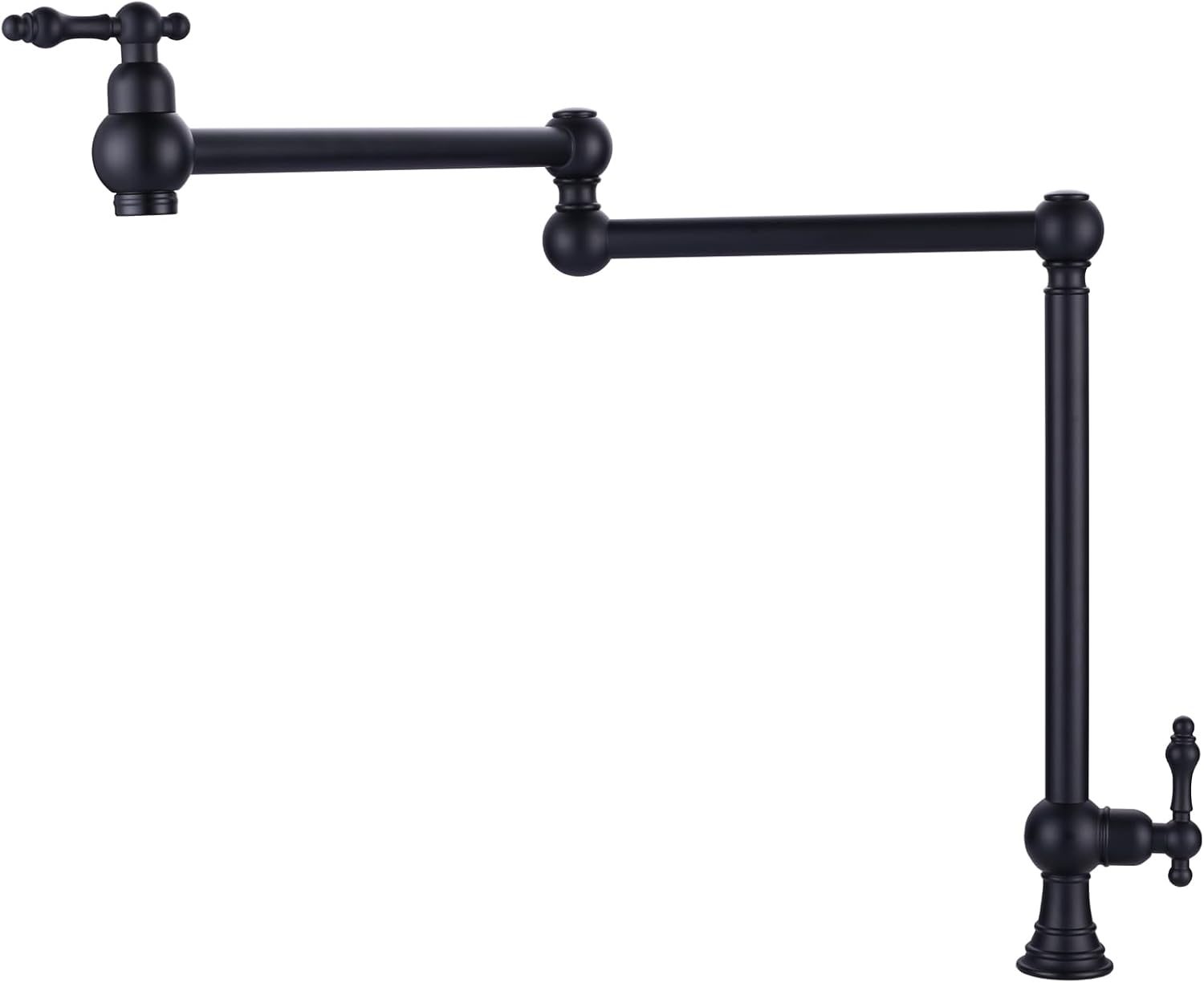 WOWOW pot filler faucet installed in a modern kitchen with matte black finish