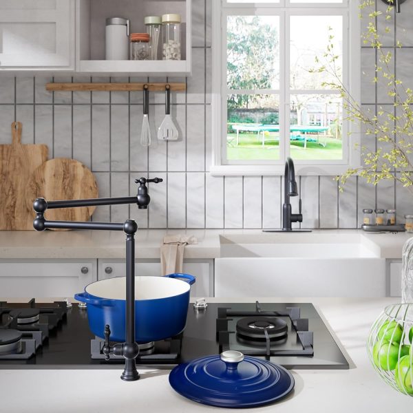 WOWOW Pot Filler Kitchen Faucet Brass Deck Mount 360 Swivel-2
