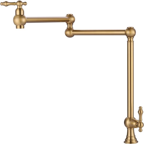 WOWOW Pot Filler Kitchen Faucet Brushed Gold Victorian Style-0