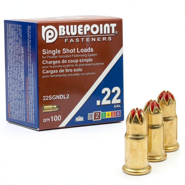 BLUEPOINT .22 Cal Brown Neck Down Single Shot Powder Load for Powder Actuated Fastening System, (1000 - Count). Item# 22SGNDL2 10-Pack Save $30-1