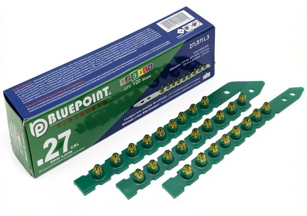 BLUEPOINT .27 Caliber Green Strip Powder Loads for Power Actuated Fastening System (1000 Count). Item# 27LS11L3. Ideal for Reliable Fastening Applications. 10-Pack Save $30-1