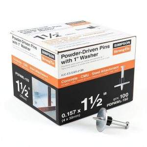 Simpson Strong-Tie PDPAWL-150 PDPAWL.157-in. x 1-1/2-in. Powder-Actuated Pin w/ 1-in. Washer (100-Qty) (Pack of 10)-0